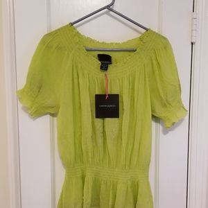 Cynthia Rowley Lime Green Peasant Blouse XL